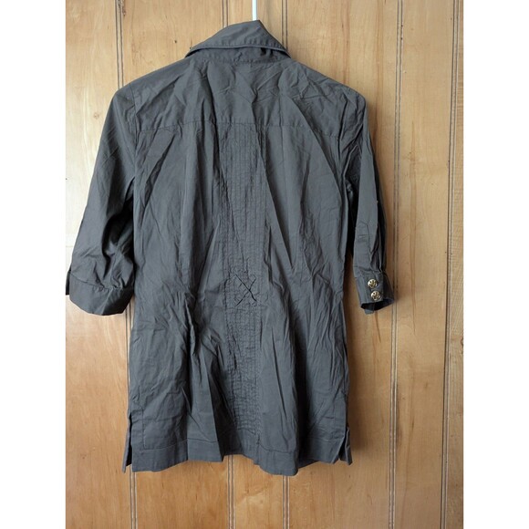 BeBe women green olive button down military shirt Size M - Picture 13 of 15
